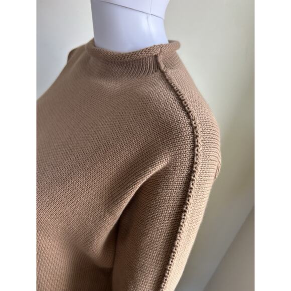 Frank & Eileen Oversized Cotton Sweater Dress Womens S Roll Neck Tan Camel EUC - Picture 3 of 11